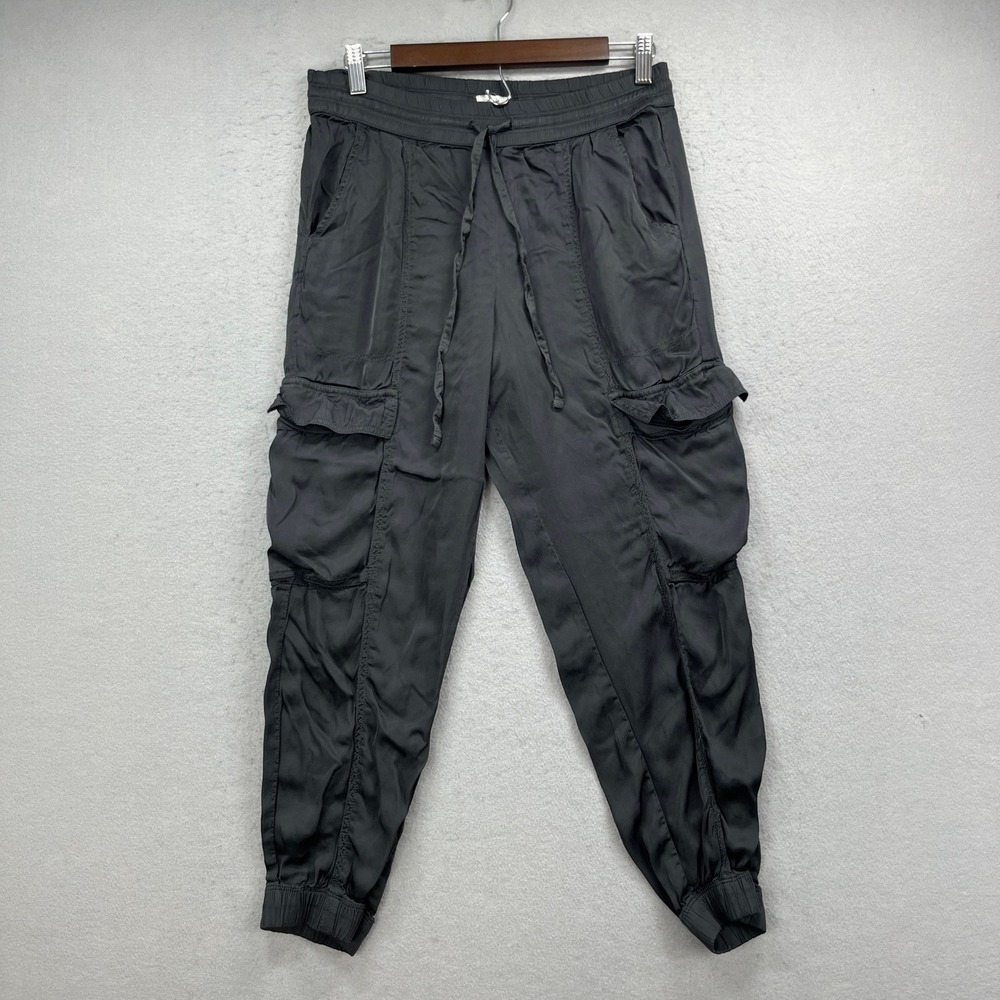 Aerie Cargo Jogger Pants Womens Small Black Viscose Elastic Paratrooper Utility